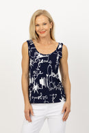 5024 Sorento Singlet - Squiggle (Navy/White)