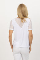 5251 Lace Insert Top - White