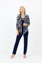 5064 Short Drape Cardi - Navy Snake