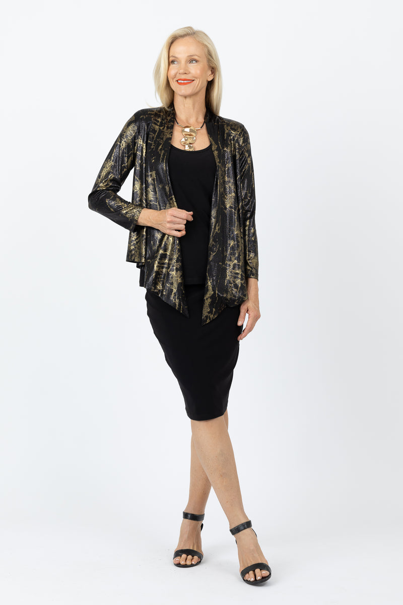 5064 Short Drape Cardi - Gold Swirl