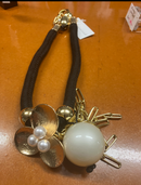 N10 PEARL FLOWER Necklace - Black/Gold