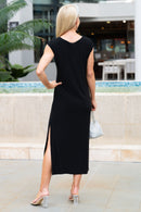 5269 Crystal Tab Dress - Black