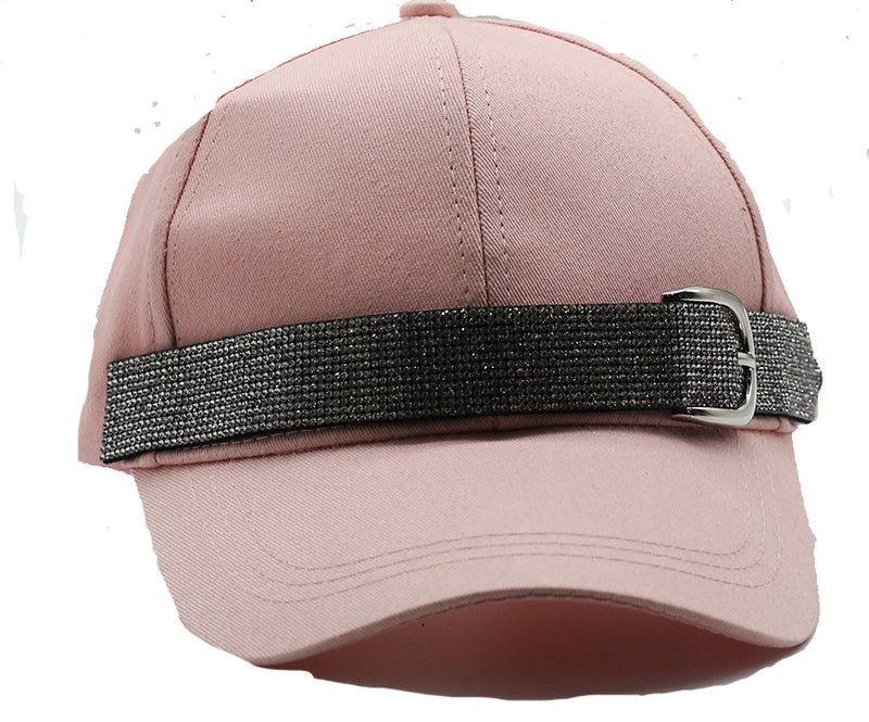 A619 CRYSTAL STRIPE CAP - PINK