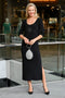 5321 3/4 Sleeve Crystal Long Dress - Black
